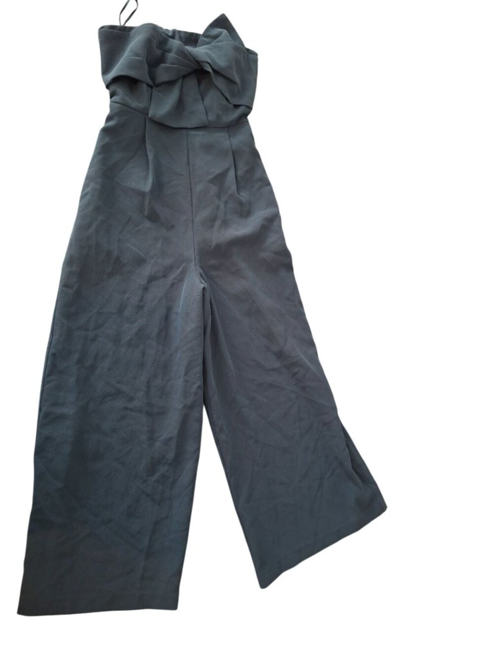 Hailee C Strapless Wide Leg Jumpsuit Teal Bow Back Formal Size 0 Chic